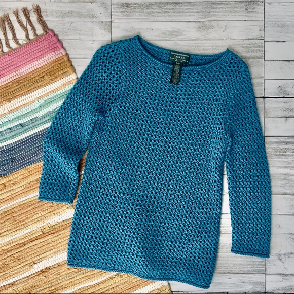 Ralph Lauren Exclusive Hand Knit For LRL Mercerized Open Knit Sweater - Picture 6 of 13